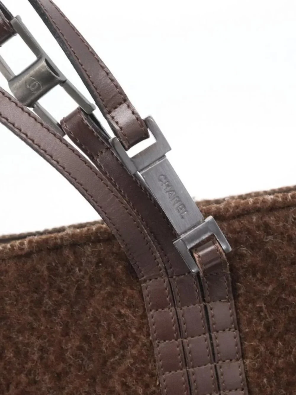 CHANEL Tote Bag Mouton Brown CC Auth bs32769